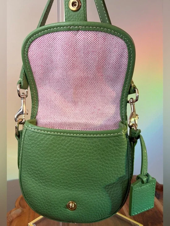 Dooney & Bourke Sullen II Mini Flap Green Pebble Leather Crossbody Purse - Picture 7 of 15